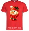 Мужская футболка Снеговик новогодний Красный фото