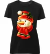 Женская премиум футболка Сніговик новорічний Черный фото