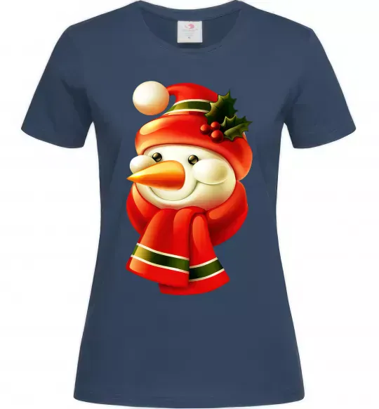 Женская футболка Сніговик новорічний Темно-синий фото