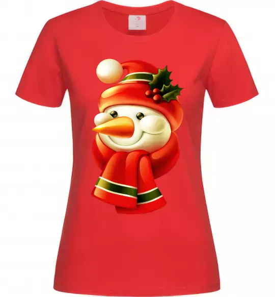 Женская футболка Сніговик новорічний Красный фото