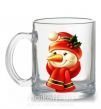 Чашка стеклянная Снеговик новогодний Прозрачный фото