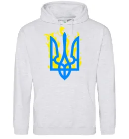 Мужская толстовка (худи) Герб з вогнем Серый меланж фото