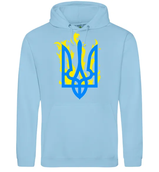Мужская толстовка (худи) Герб з вогнем Голубой фото