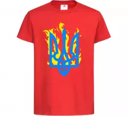 Детская футболка Герб з вогнем Красный фото