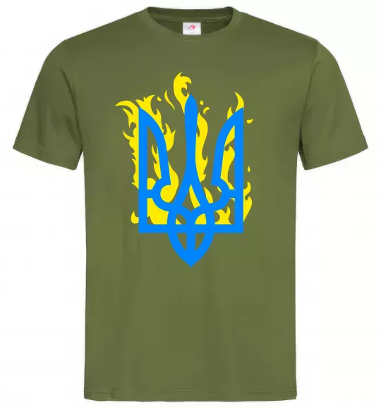 Чоловіча футболка Герб з вогнем Оливковий фото