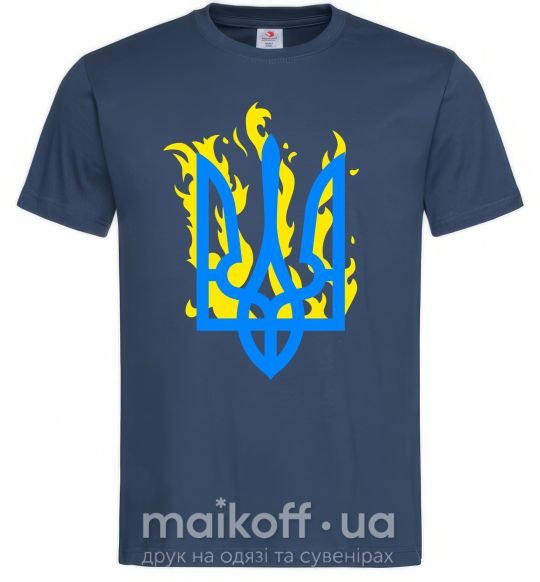 Мужская футболка Герб с огнем Темно-синий фото