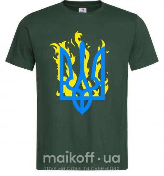 Мужская футболка Герб с огнем Темно-зеленый фото