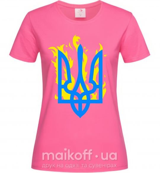 Женская футболка Герб с огнем Ярко-розовый фото