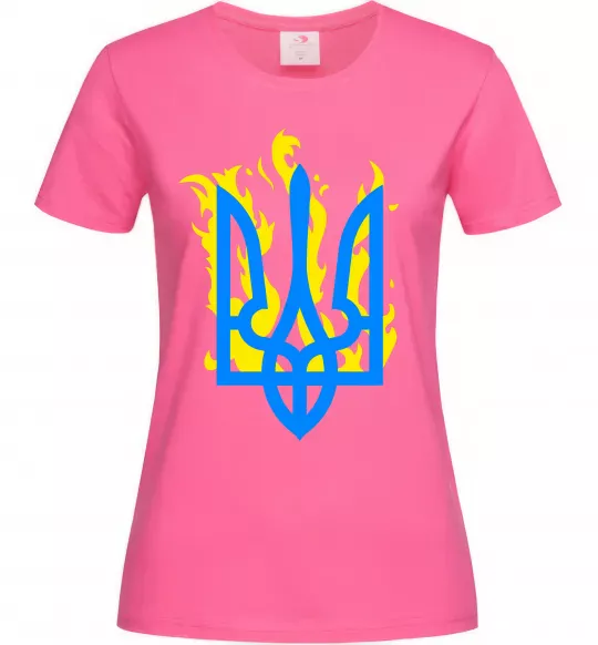 Жіноча футболка Герб з вогнем Яскраво-рожевий фото