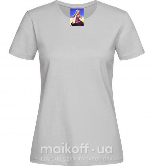 Жіноча футболка Волчица и пряности украинка аниме Сірий фото