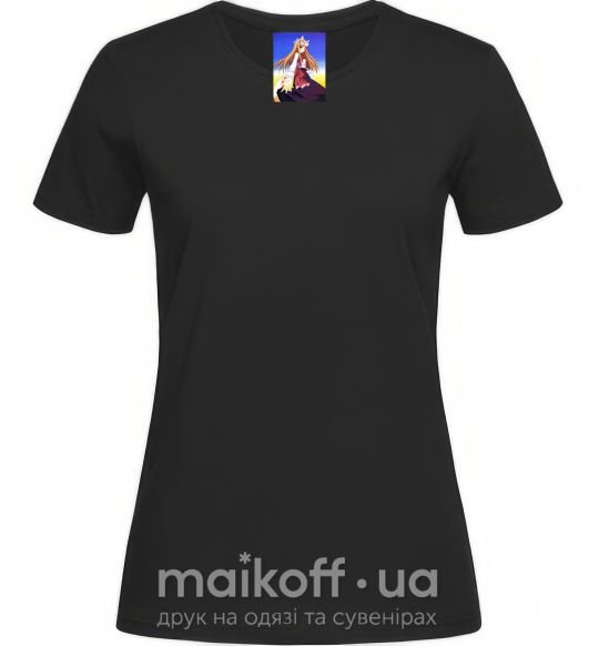 Женская футболка Волчица и пряности украинка аниме Черный фото