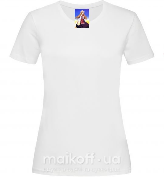Женская футболка Волчица и пряности украинка аниме Белый фото