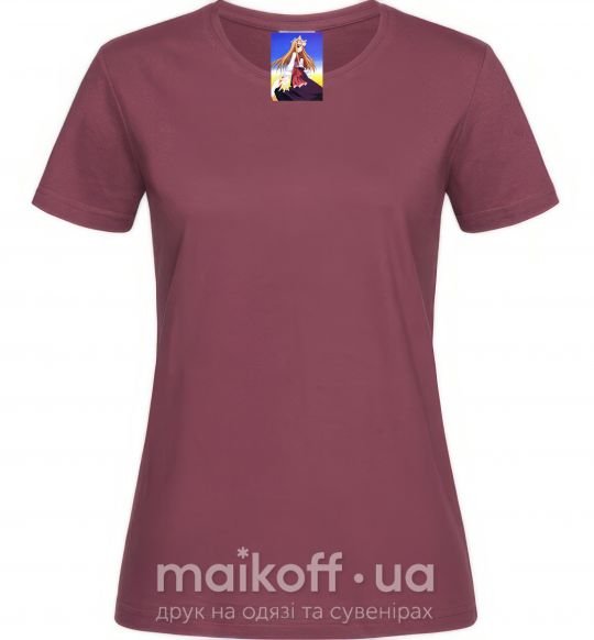 Женская футболка Волчица и пряности украинка аниме Бордовый фото