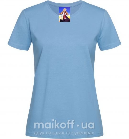 Женская футболка Волчица и пряности украинка аниме Голубой фото
