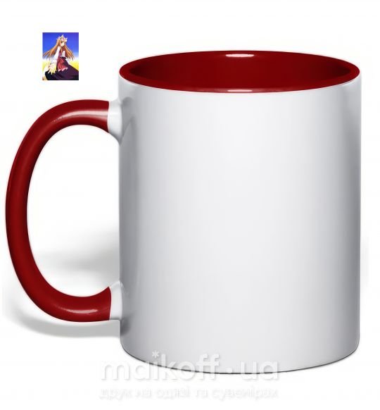Чашка з кольоровою ручкою Волчица и пряности украинка аниме Червоний фото