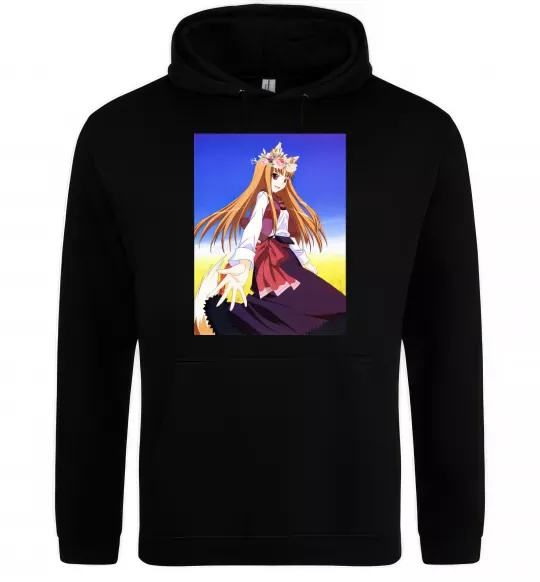 Жіноча толстовка (худі) Волчица и пряности украинка аниме Чорний фото