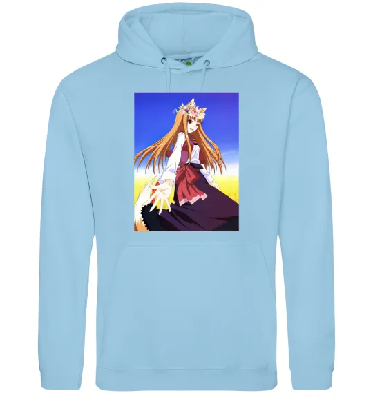 Женская толстовка (худи) Волчица и пряности украинка аниме Голубой фото