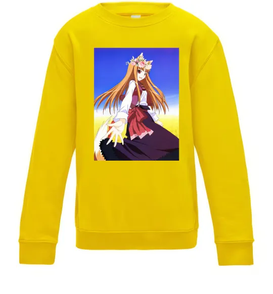 Дитячий світшот Волчица и пряности украинка аниме Сонячно жовтий фото