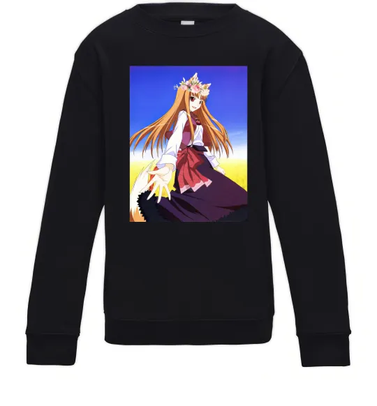 Дитячий світшот Волчица и пряности украинка аниме Чорний фото