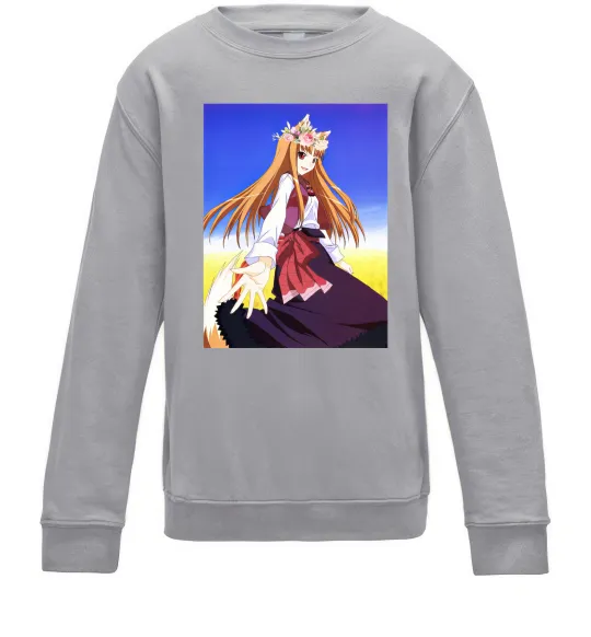 Дитячий світшот Волчица и пряности украинка аниме Сірий меланж фото