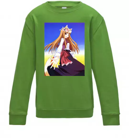 Дитячий світшот Волчица и пряности украинка аниме Лаймовий фото