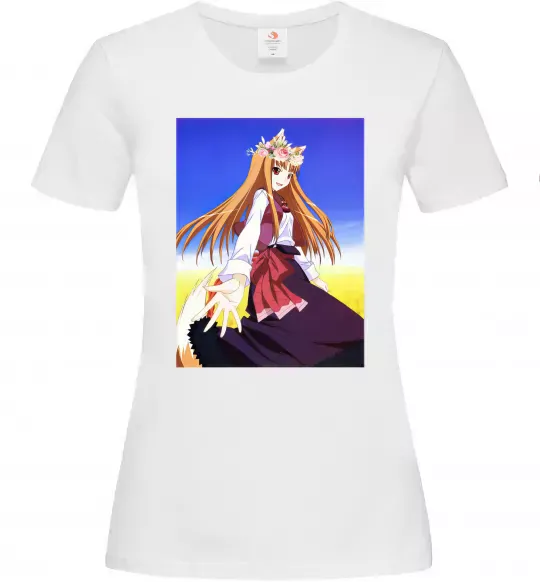 Женская футболка Волчица и пряности украинка аниме Белый фото