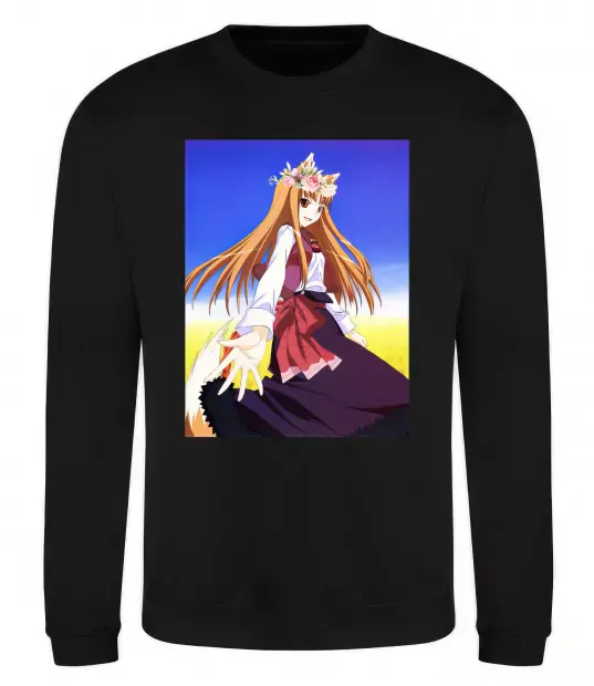 Свитшот Волчица и пряности украинка аниме Черный фото