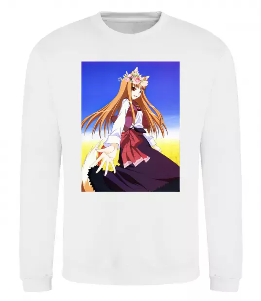 Свитшот Волчица и пряности украинка аниме Белый фото