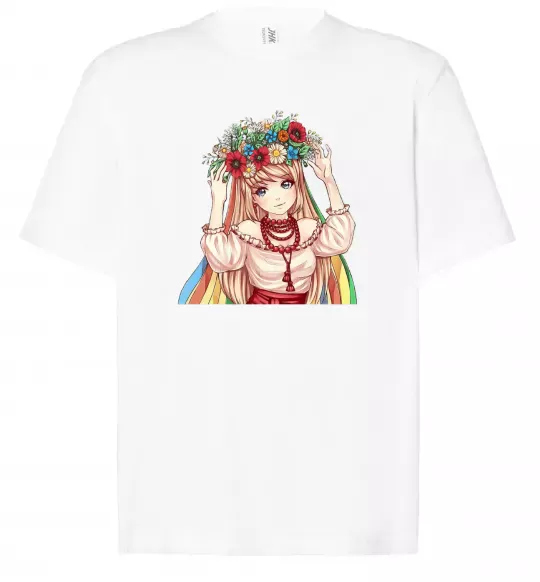 Футболка Оверсайз Аниме украинка Белый фото