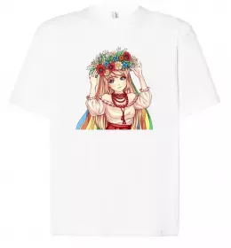 Футболка Оверсайз Аниме украинка Белый фото