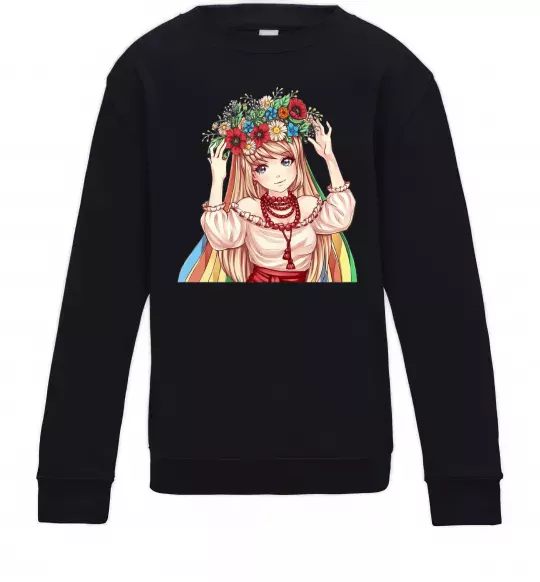 Детский Свитшот Аниме украинка Черный фото