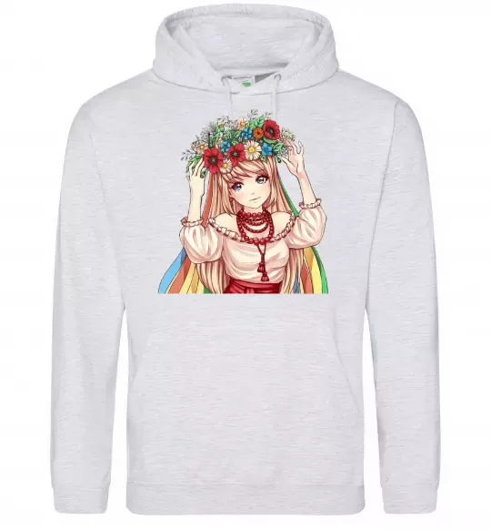 Жіноча толстовка (худі) Аниме украинка Сірий меланж фото