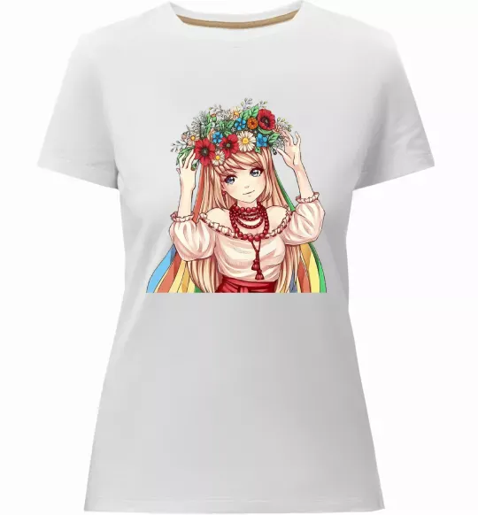 Жіноча преміум футболка Аниме украинка Білий фото