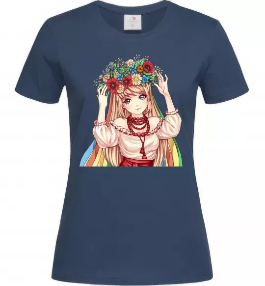 Женская футболка Аниме украинка Темно-синий фото