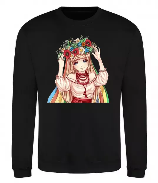 Світшот Аниме украинка Чорний фото