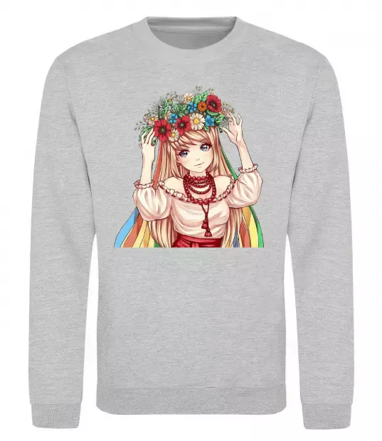 Світшот Аниме украинка Сірий меланж фото