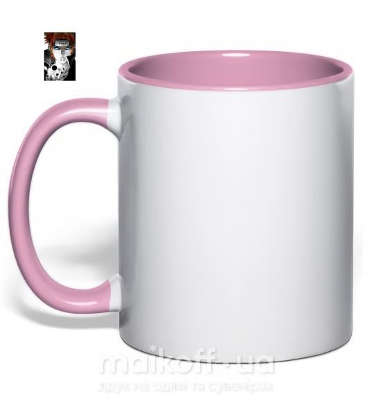 Чашка з кольоровою ручкою Аниме пейн наруто Ніжно рожевий фото