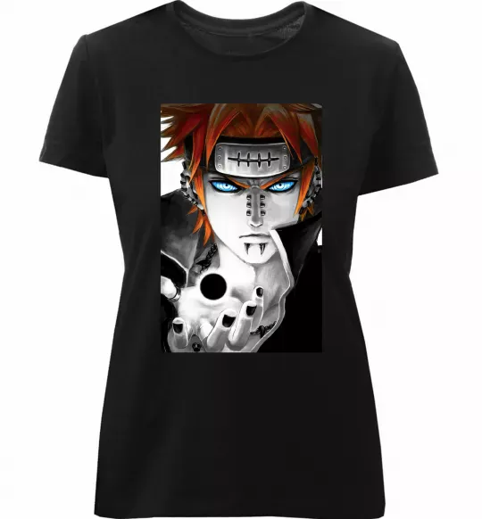 Женская премиум футболка Аніме пейн наруто Черный фото