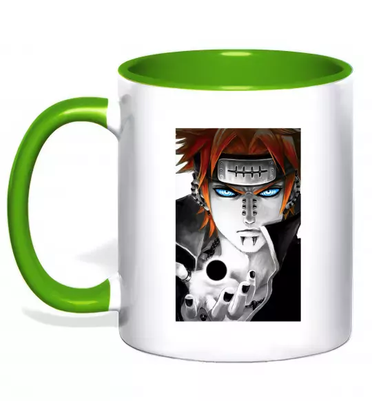Чашка з кольоровою ручкою Аніме пейн наруто Зелений фото