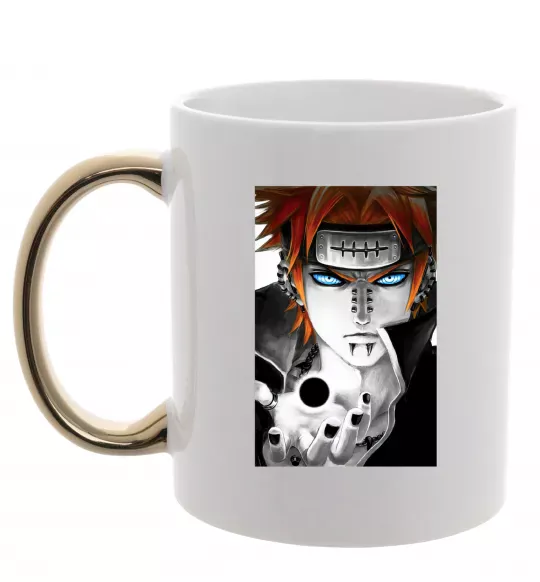 Чашка з кольоровою ручкою Аніме пейн наруто Золото фото