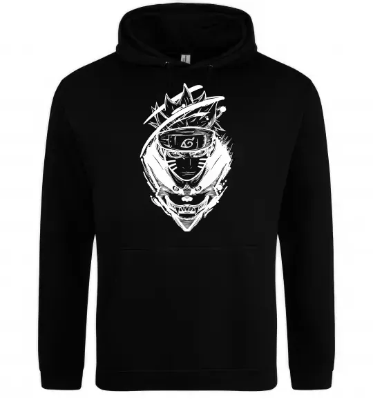 Чоловіча толстовка (худі) Naruto лис силует Чорний фото