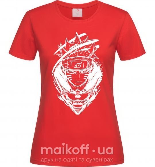 Жіноча футболка Naruto лис силуэт Червоний фото