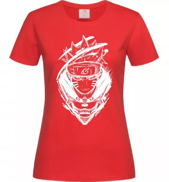 Жіноча футболка Naruto лис силует Червоний фото