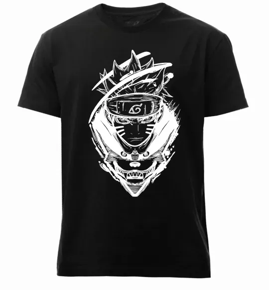 Мужская премиум футболка Naruto лис силует Черный фото