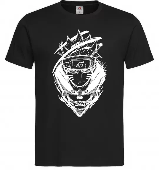 Мужская футболка Naruto лис силует Черный фото