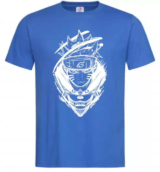 Мужская футболка Naruto лис силует Ярко-синий фото