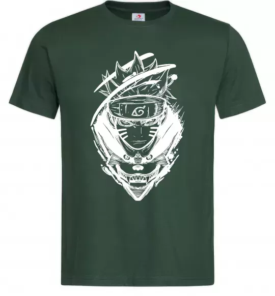 Мужская футболка Naruto лис силует Темно-зеленый фото