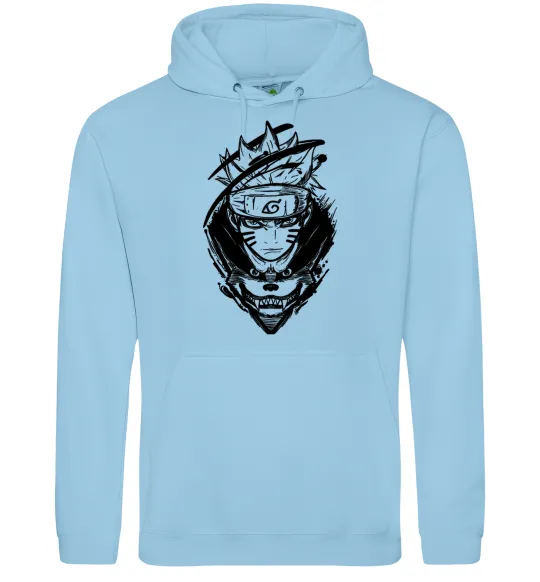 Мужская толстовка (худи) Naruto лис силует Голубой фото
