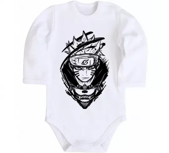 Дитячий бодік Naruto лис силует Білий фото