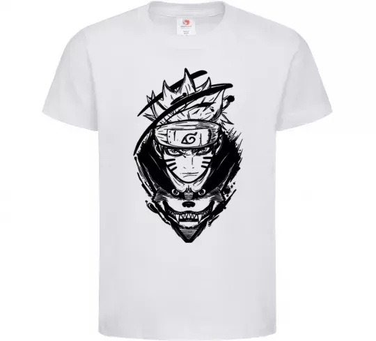 Детская футболка Naruto лис силует Белый фото